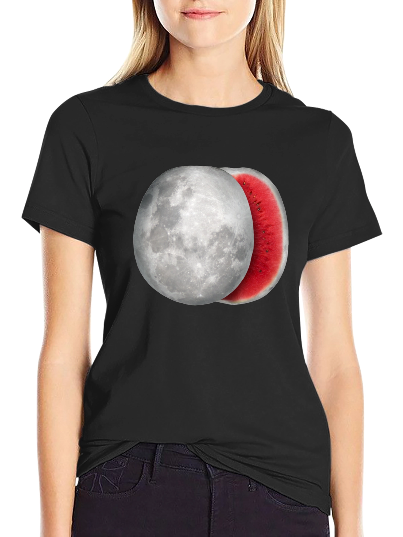 Moon Watermelon Graphic Tee - Cool Summer Style