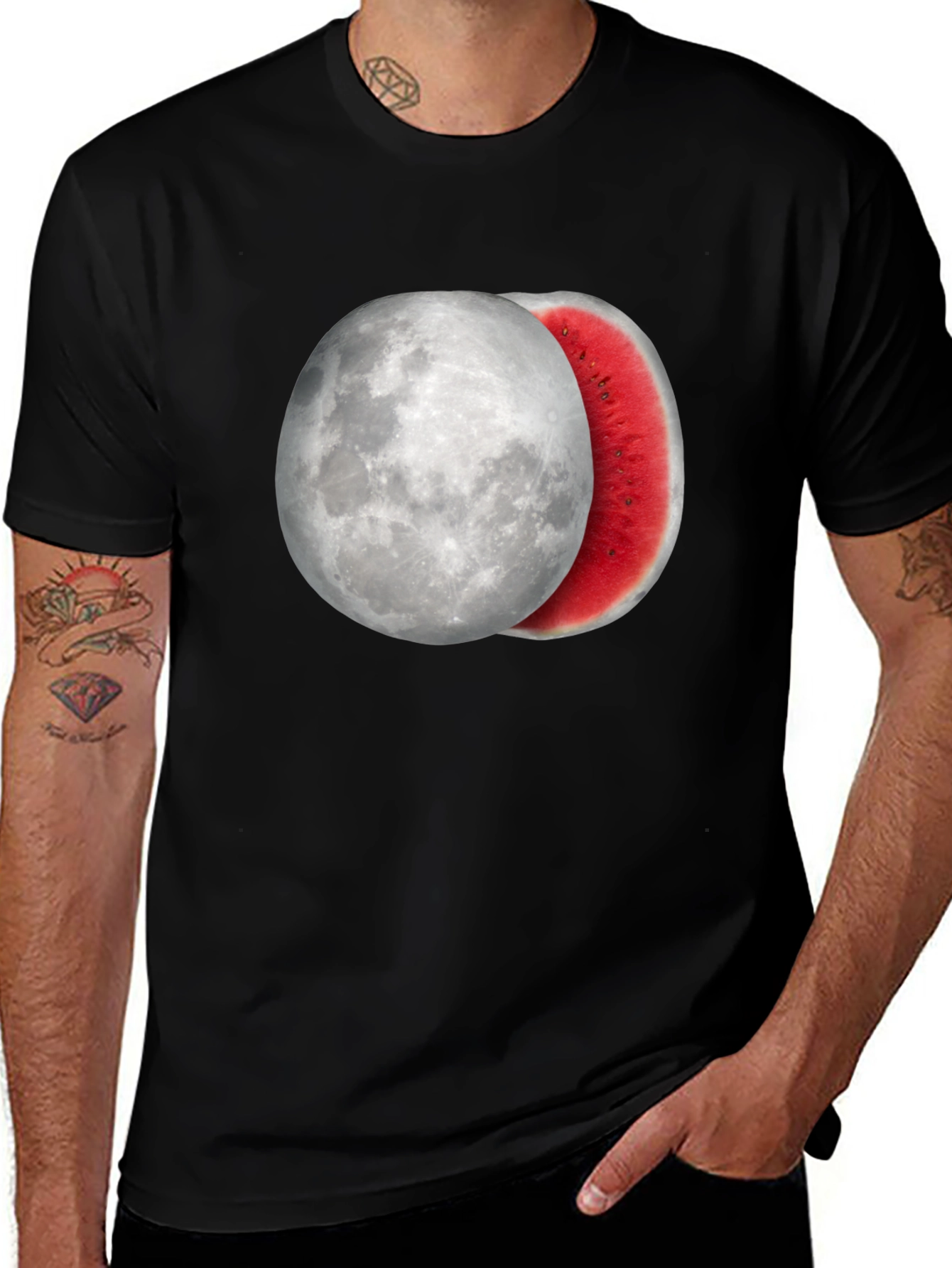 Moon Watermelon Graphic Tee - Cool Summer Style