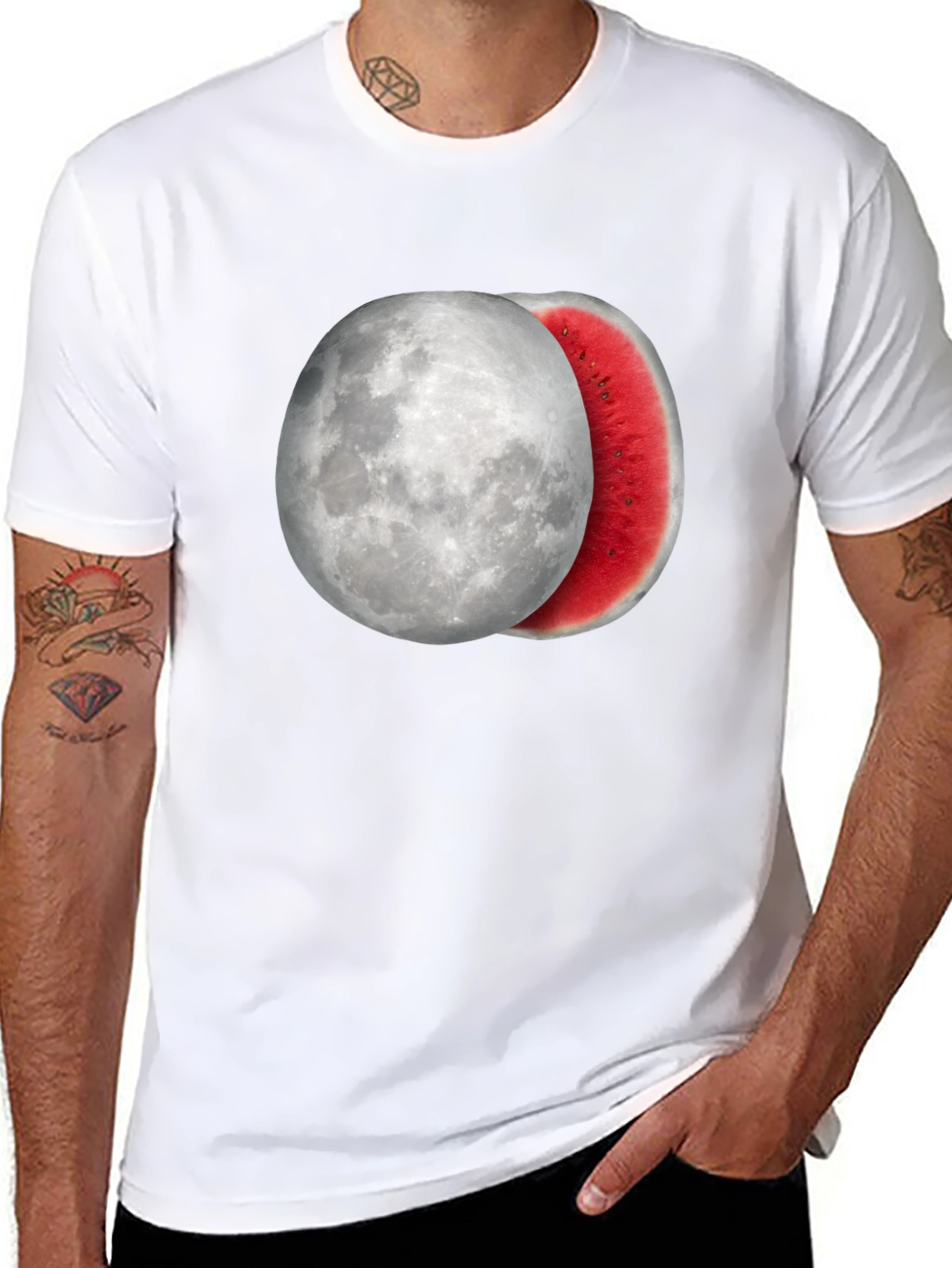 Moon Watermelon Graphic Tee - Cool Summer Style