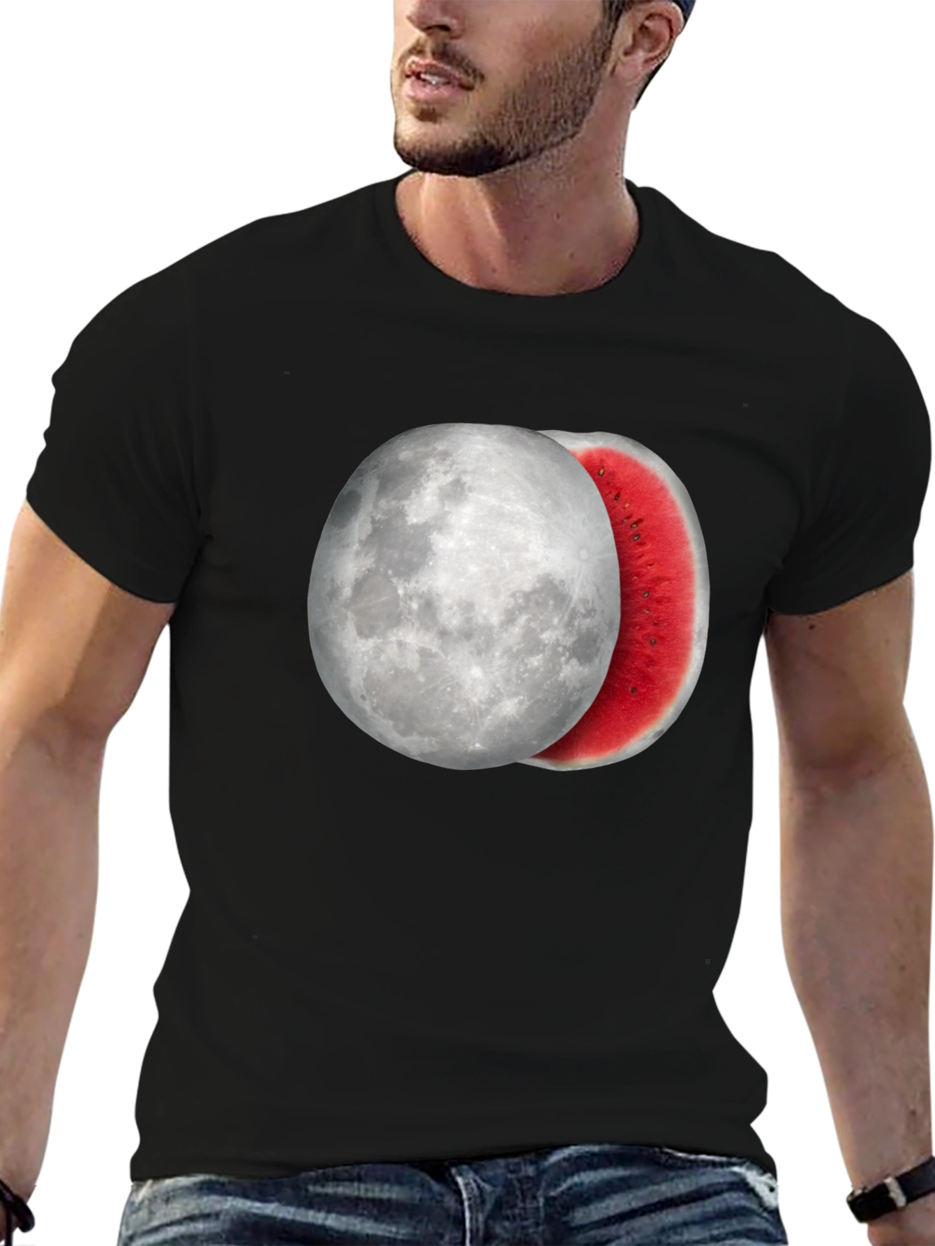Moon Watermelon Graphic Tee - Cool Summer Style
