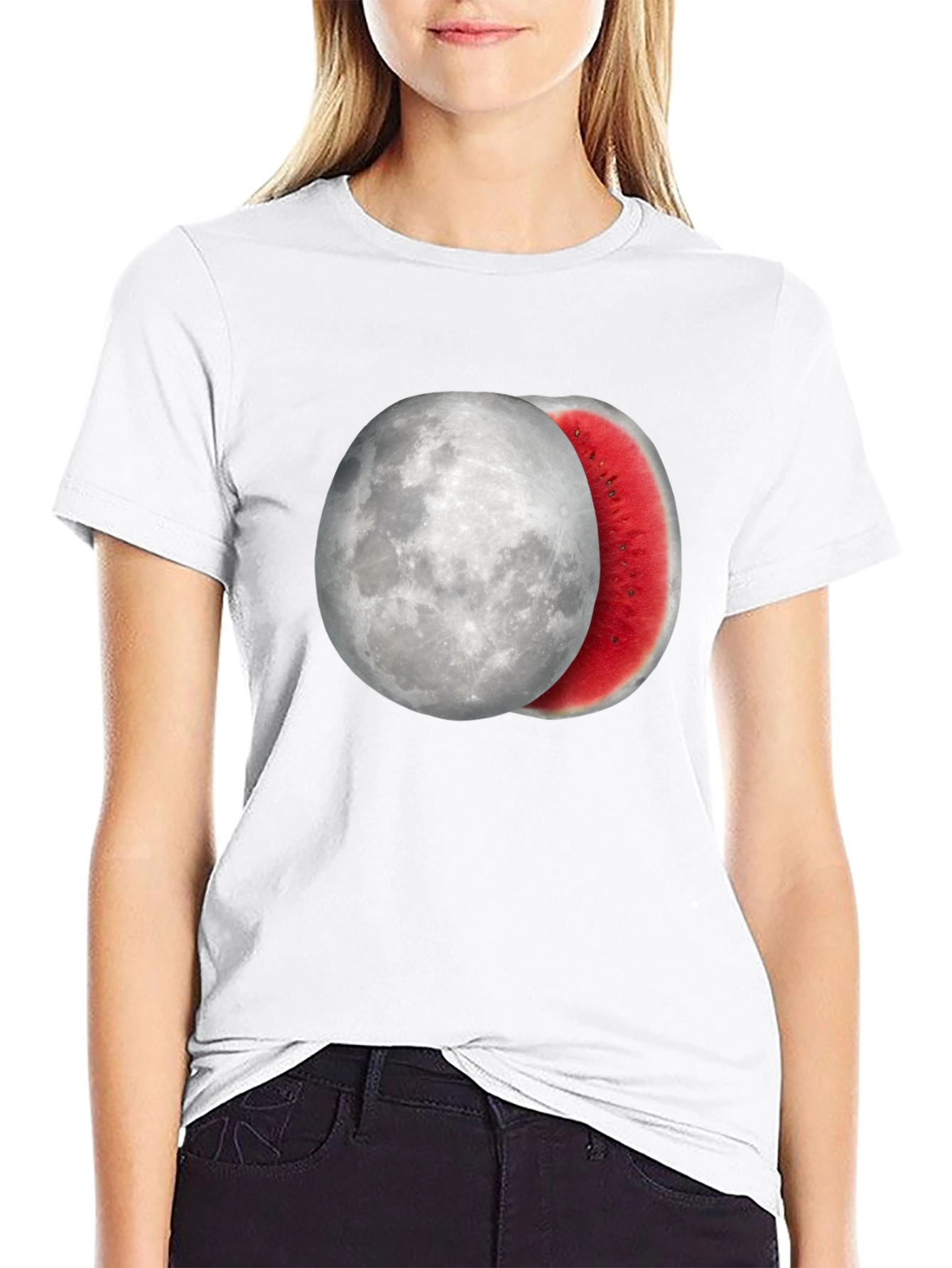Moon Watermelon Graphic Tee - Cool Summer Style