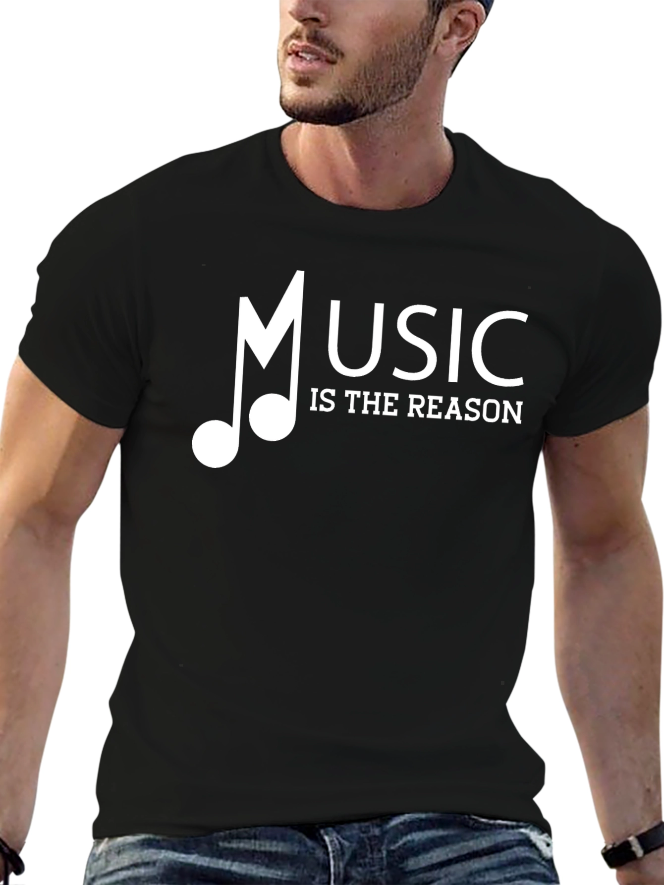 Music is The Reason Graphic Black T-Shirt