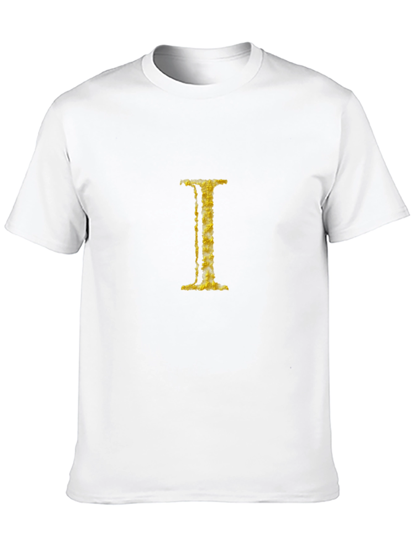 Golden Letter I on Black Tee