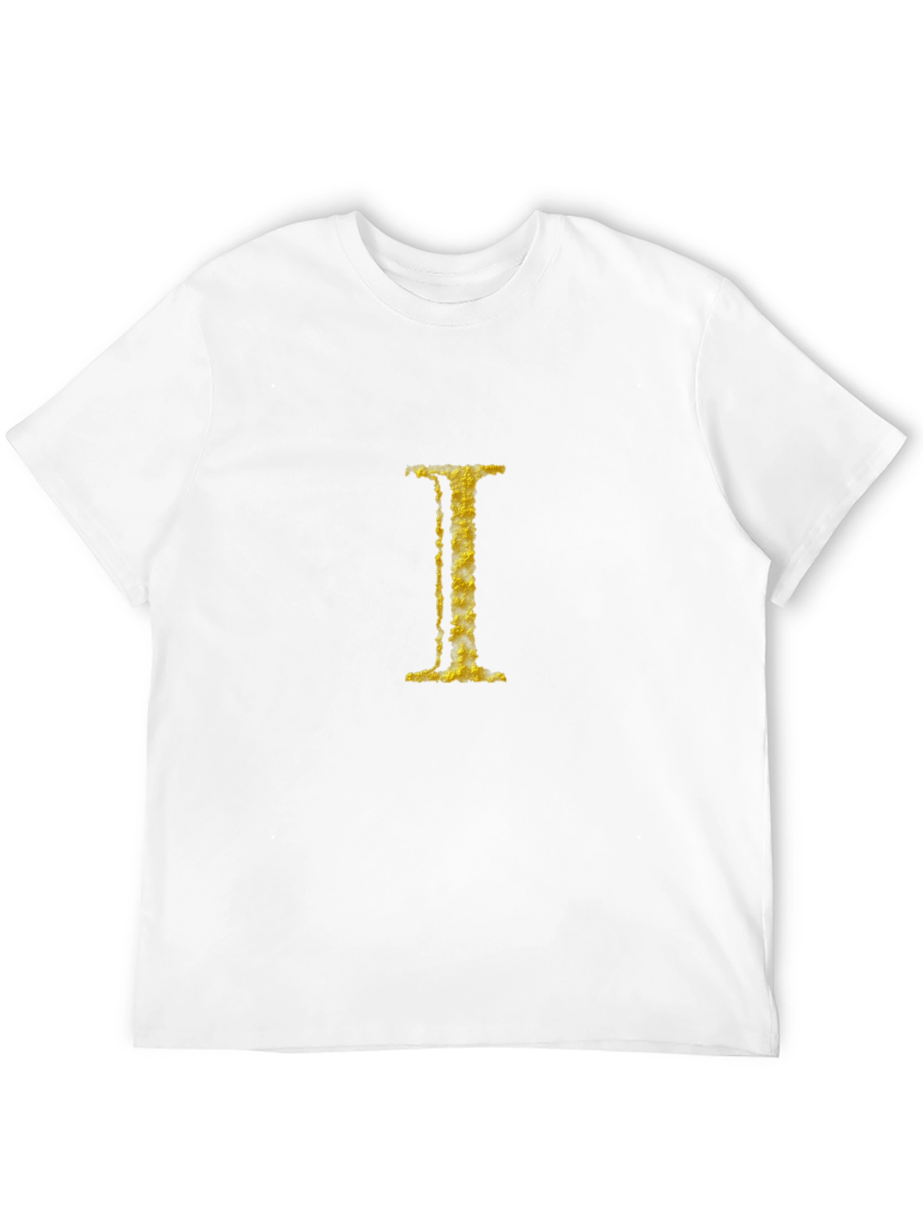 Golden Letter I on Black Tee