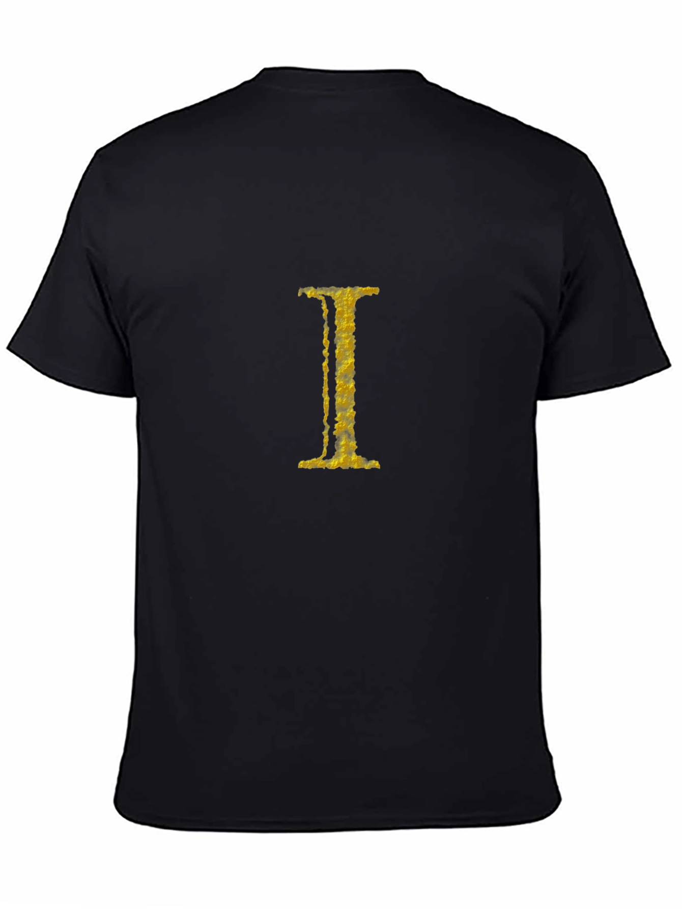Golden Letter I on Black Tee