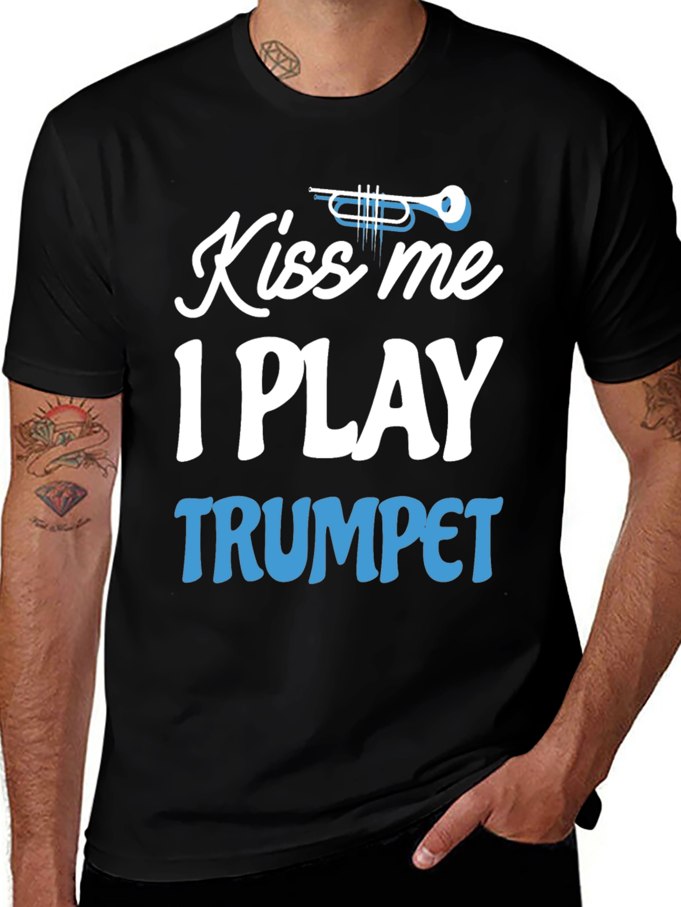 Kiss Me I Play Trumpet Graphic T-Shirt