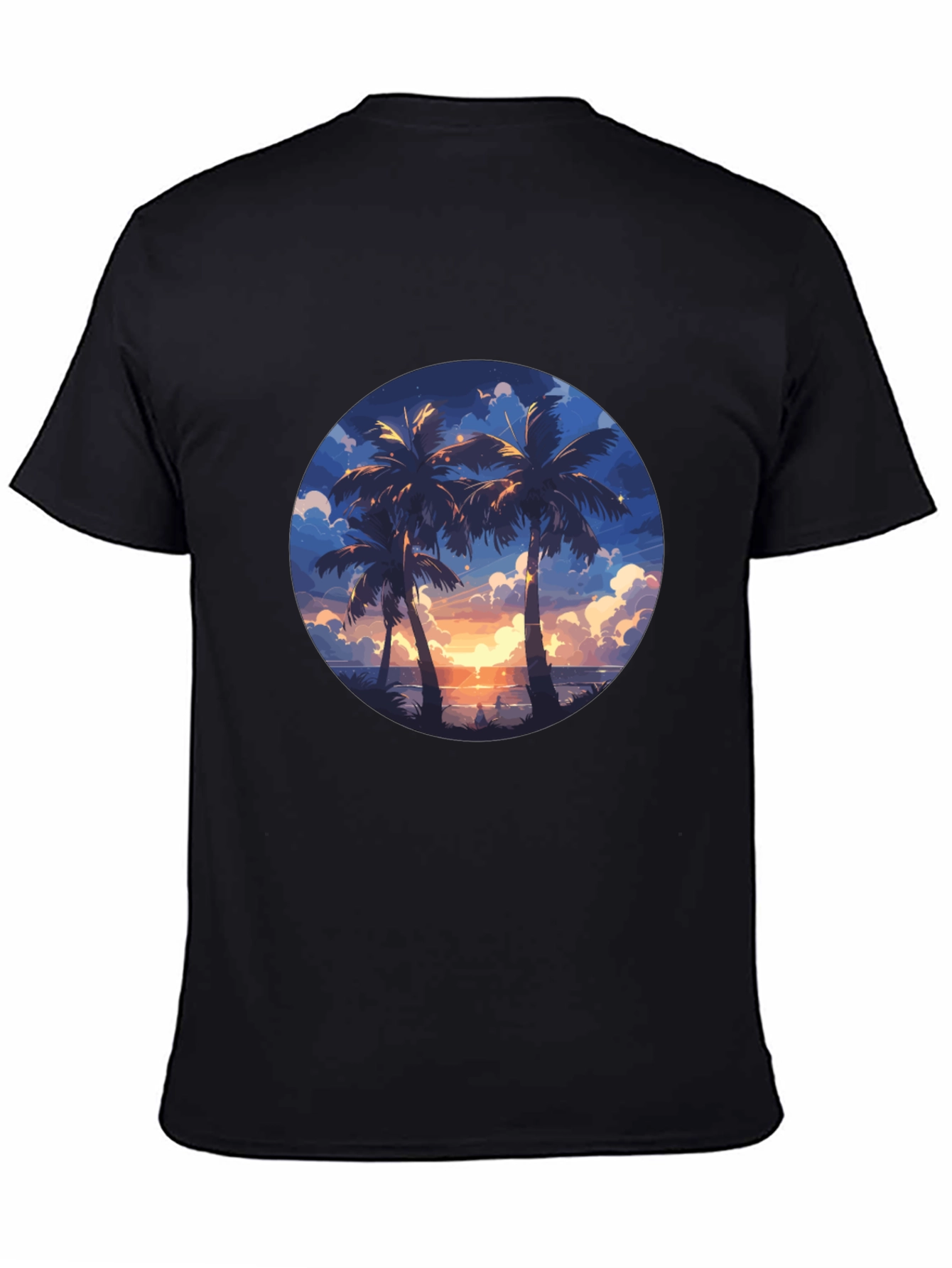 Tropical Sunset Palm Tree Graphic Tee