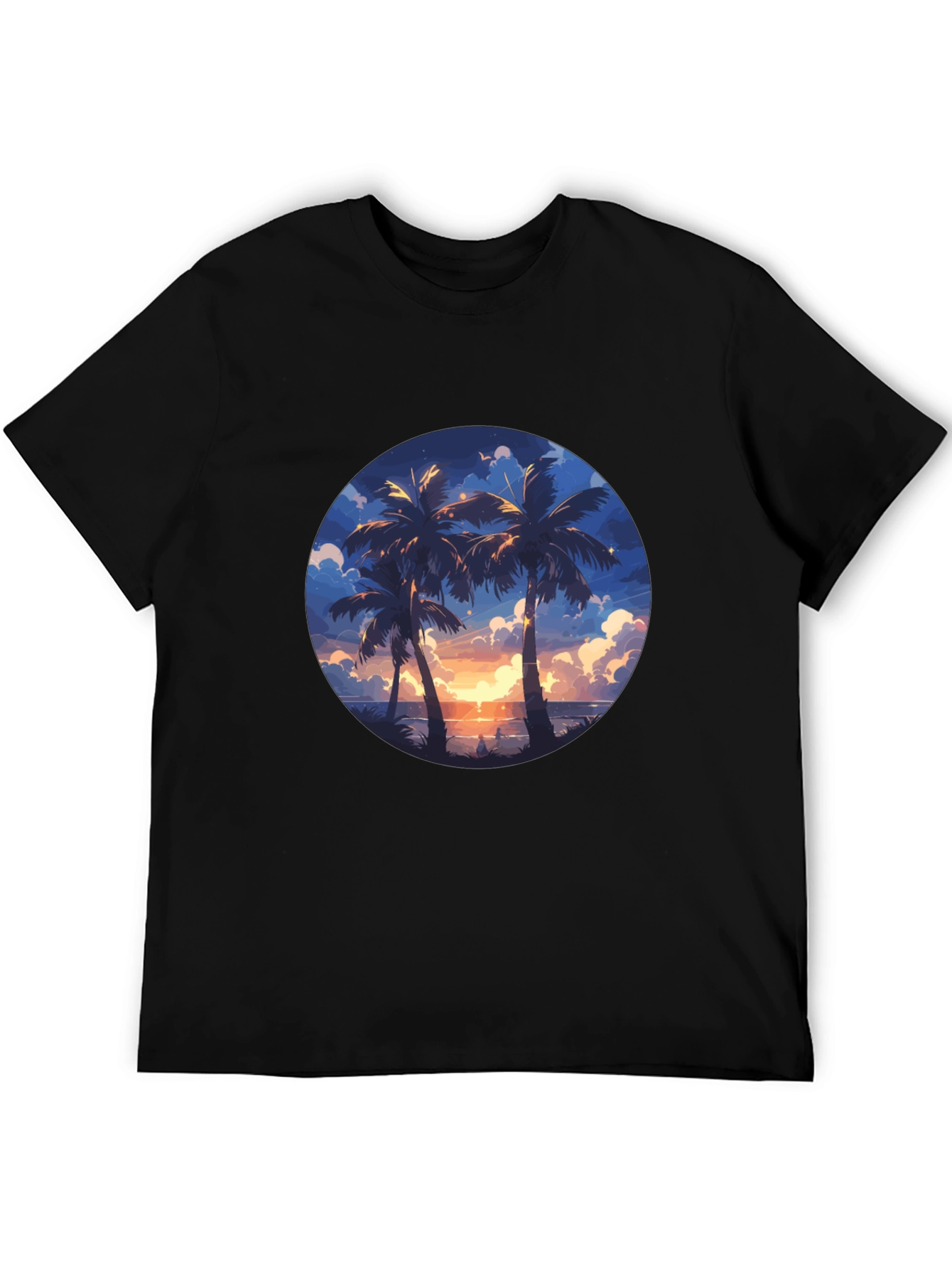 Tropical Sunset Palm Tree Graphic Tee