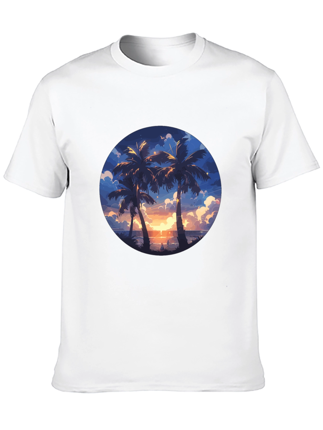 Tropical Sunset Palm Tree Graphic Tee