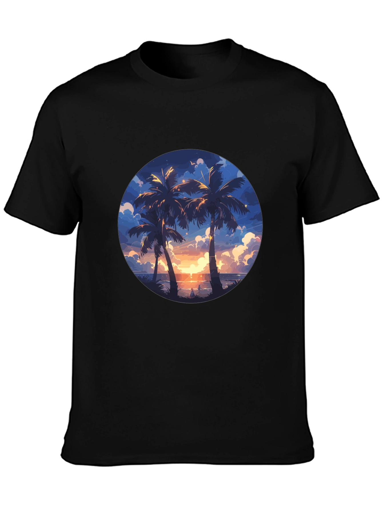 Tropical Sunset Palm Tree Graphic Tee
