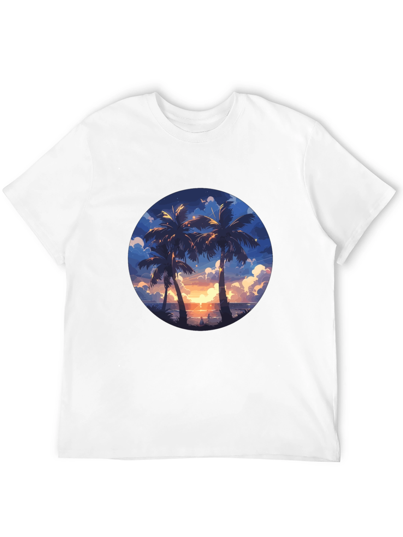 Tropical Sunset Palm Tree Graphic Tee