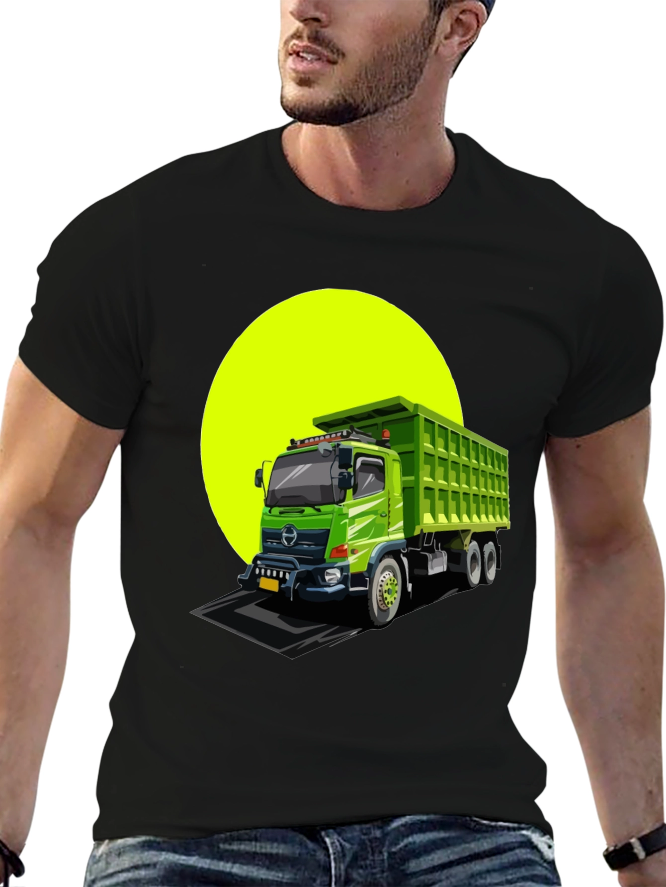 Dump Truck Graphic Tee - Black Cotton T-Shirt