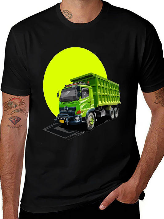 Dump Truck Graphic Tee - Black Cotton T-Shirt