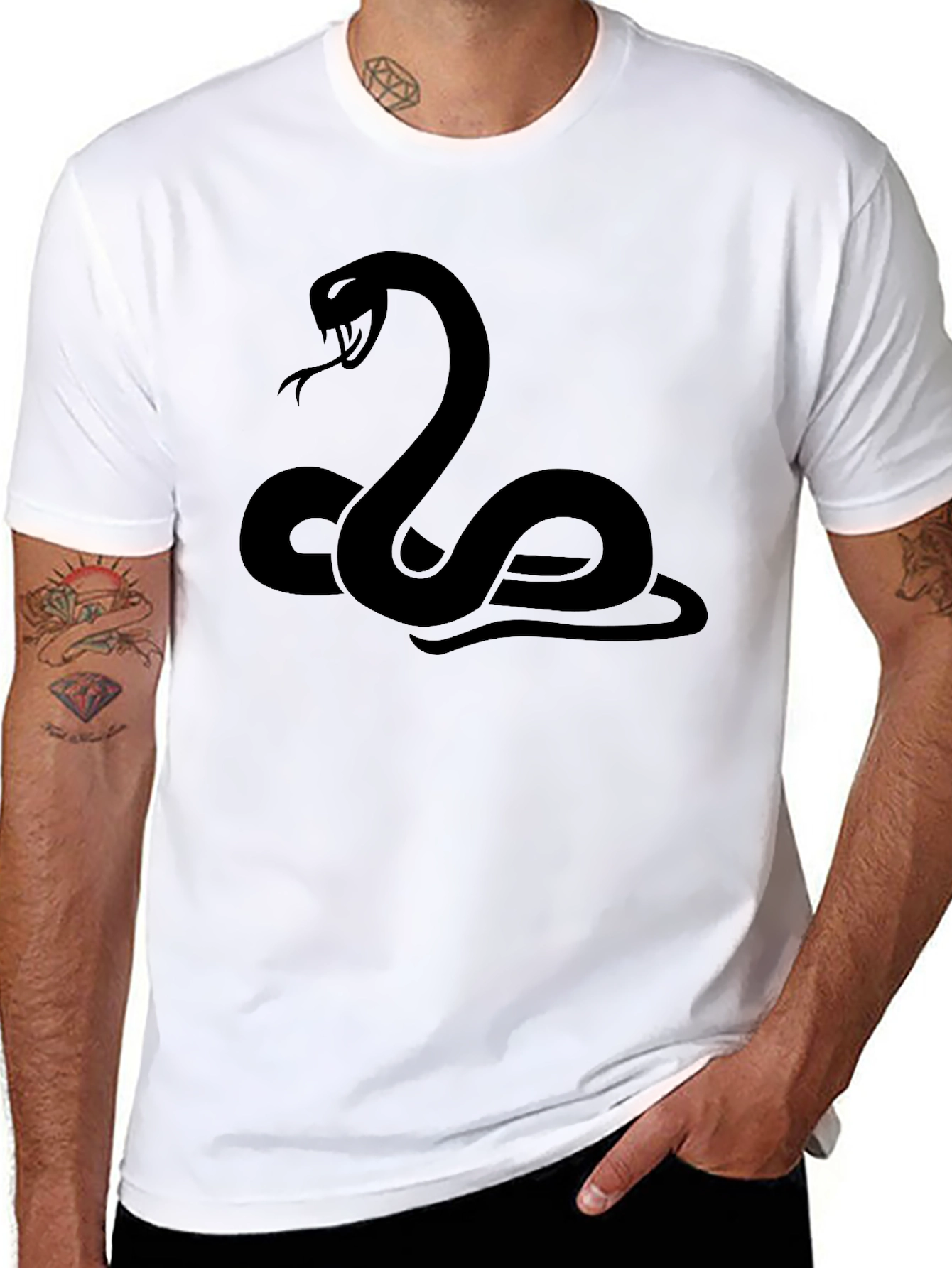 Black Snake Graphic Tee - Stylish Mens T-Shirt