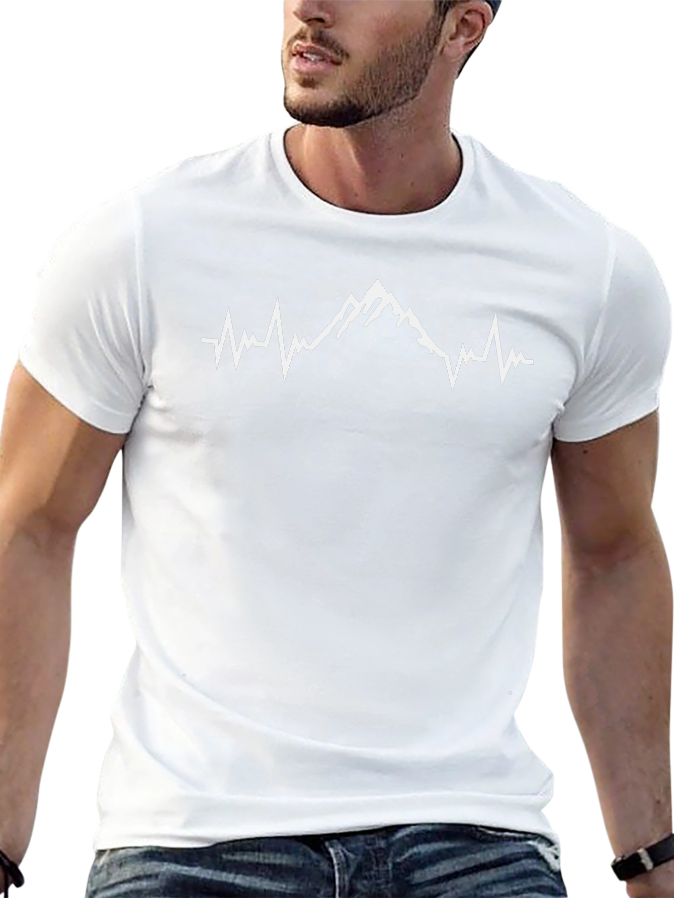 Mountain Heartbeat Graphic Tee - Black Cotton Blend T-Shirt