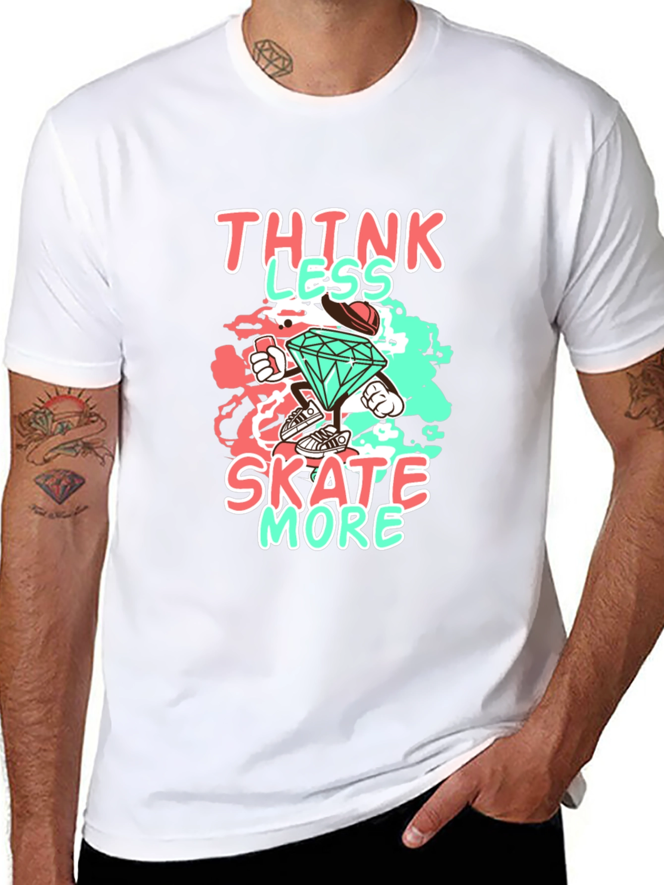 Think Less Skate More Graphic Black Tee