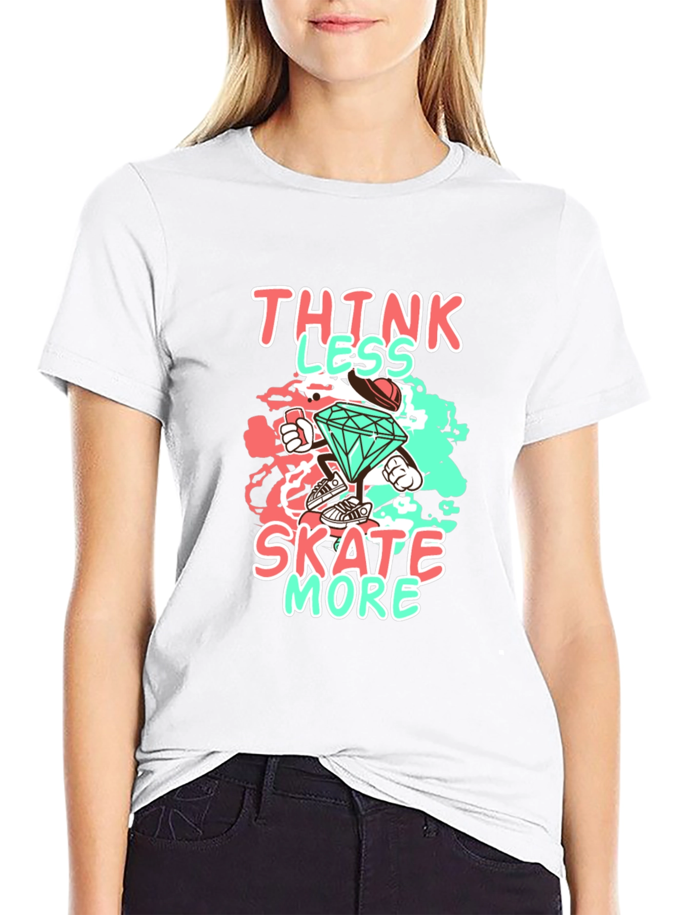 Think Less Skate More Graphic Black Tee