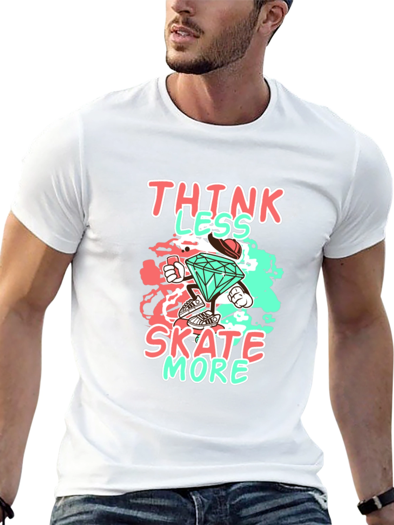 Think Less Skate More Graphic Black Tee