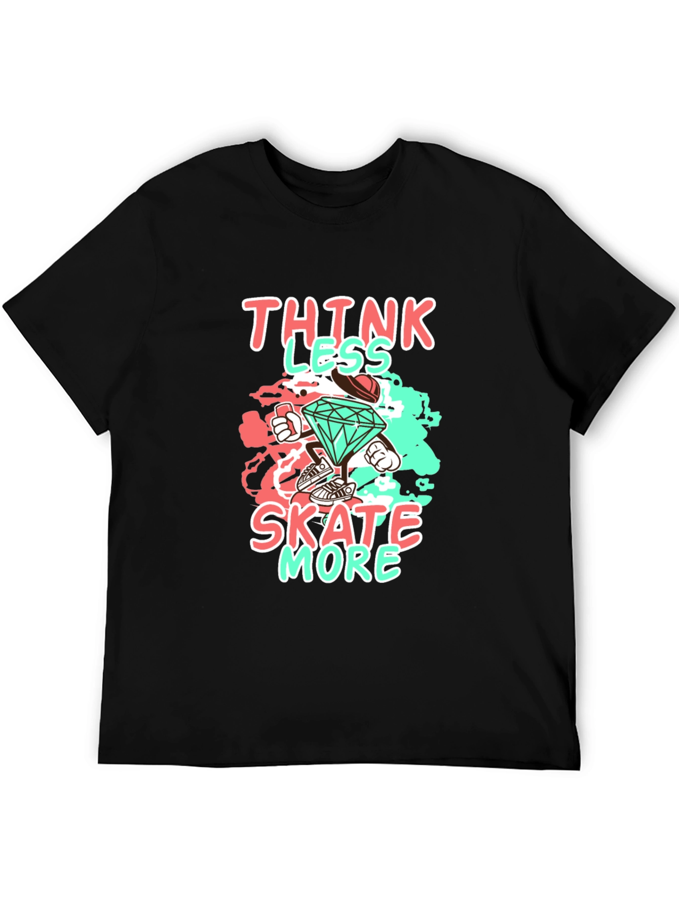 Think Less Skate More Graphic Black Tee