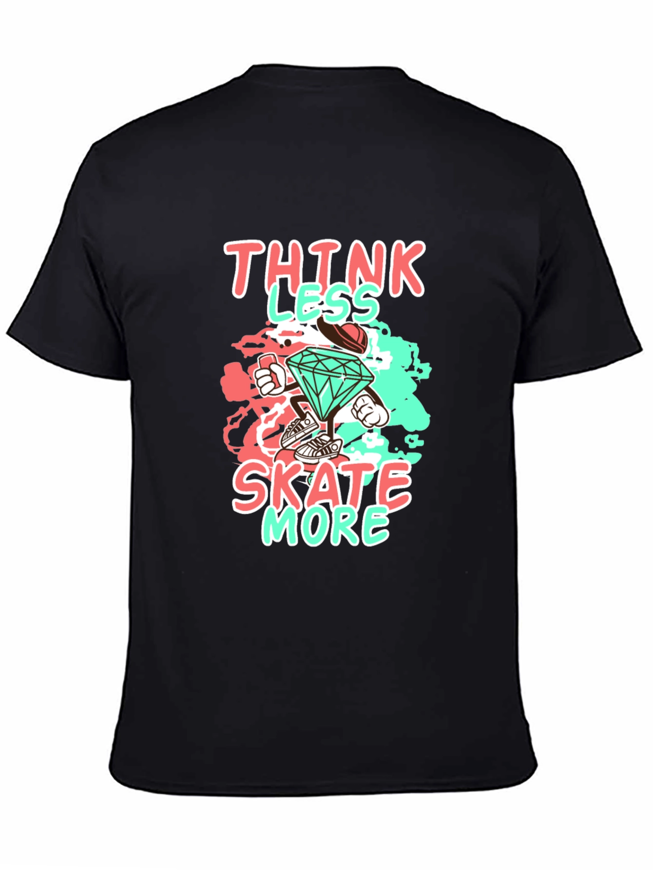 Think Less Skate More Graphic Black Tee
