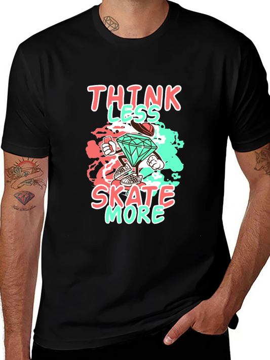 Think Less Skate More Graphic Black Tee