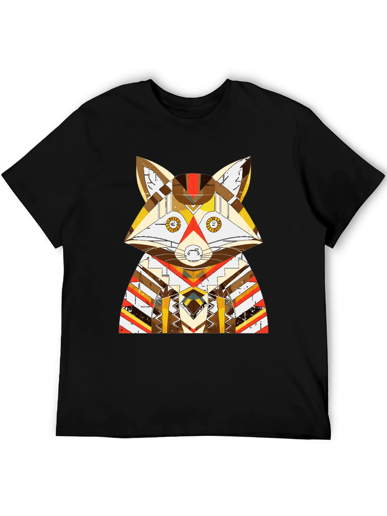 Geometric Fox Graphic Black T-Shirt
