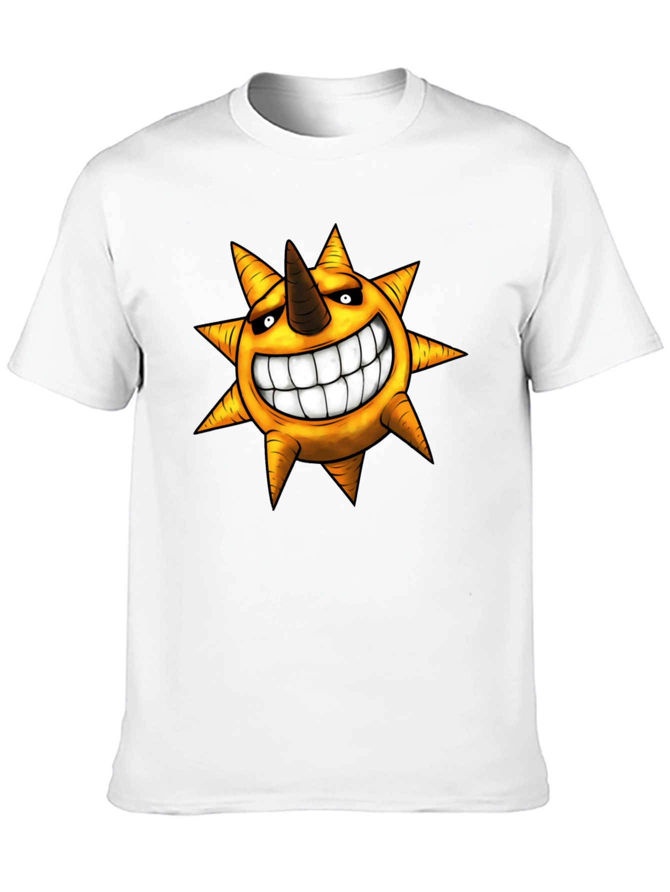 Mens Black T-shirt with Smiling Sun Design