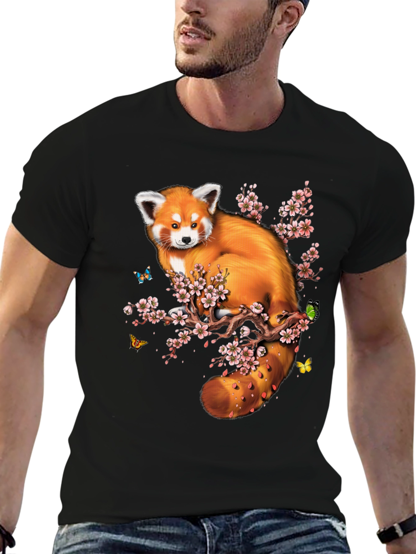 Red Panda & Cherry Blossom Graphic Tee