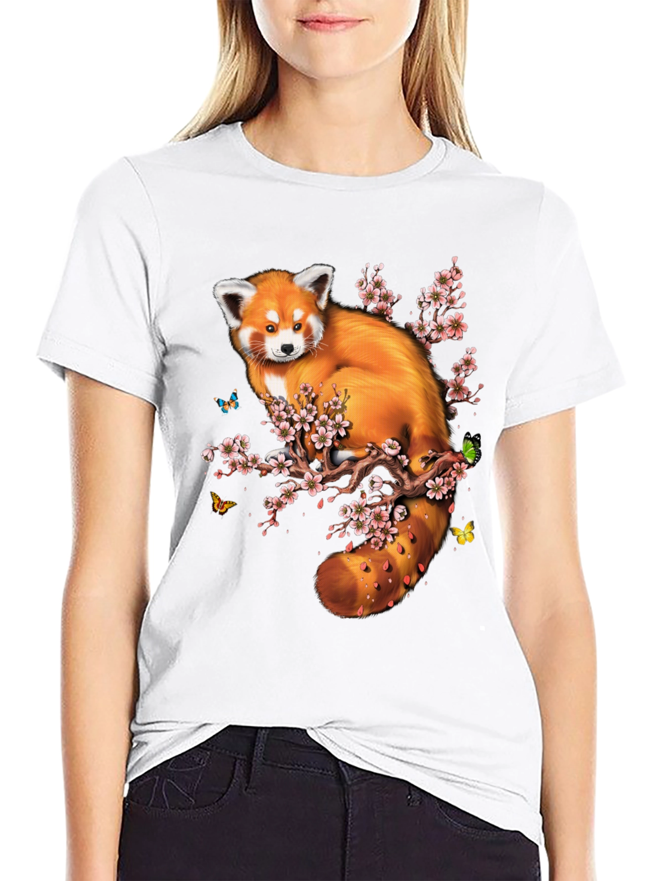 Red Panda & Cherry Blossom Graphic Tee