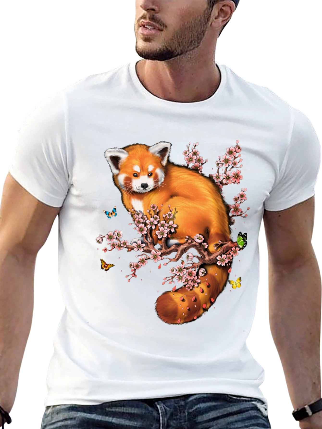 Red Panda & Cherry Blossom Graphic Tee