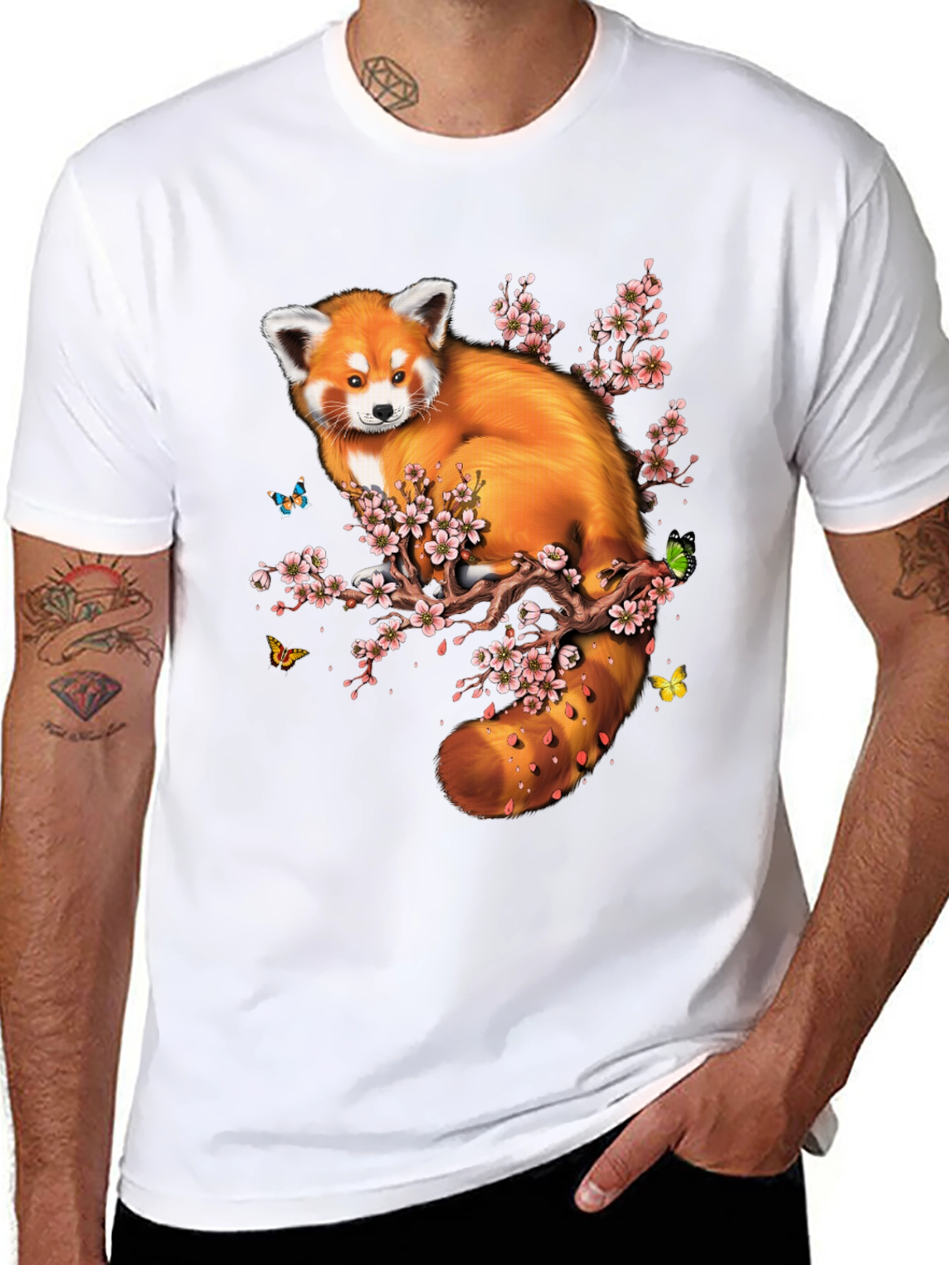 Red Panda & Cherry Blossom Graphic Tee
