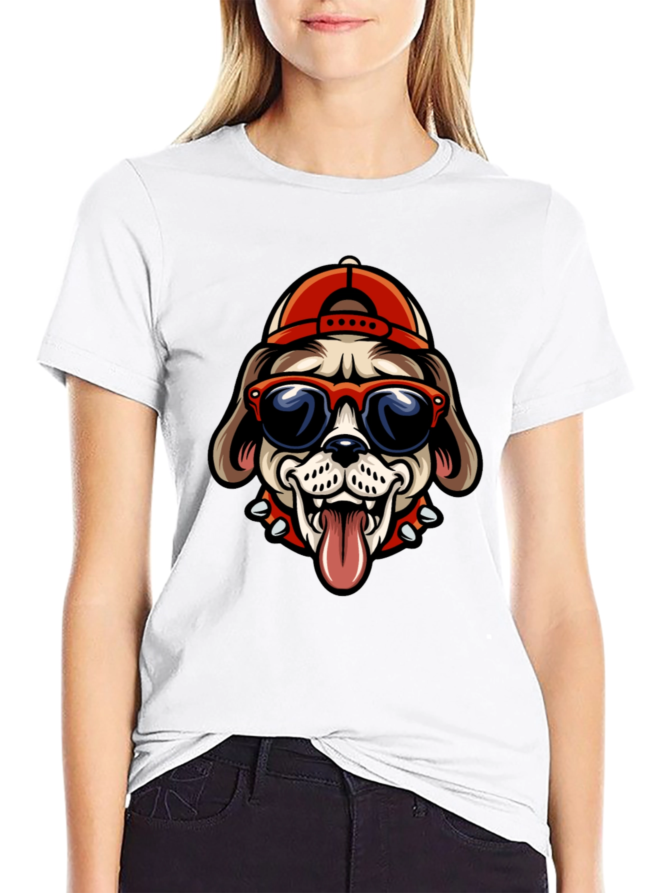 Cool Dog Tee: Cartoon Bulldog with Cap & Shades