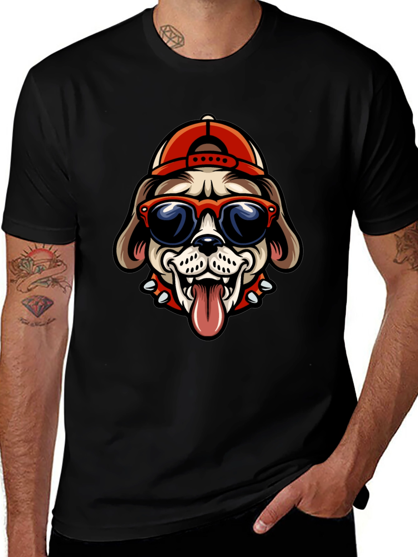Cool Dog Tee: Cartoon Bulldog with Cap & Shades