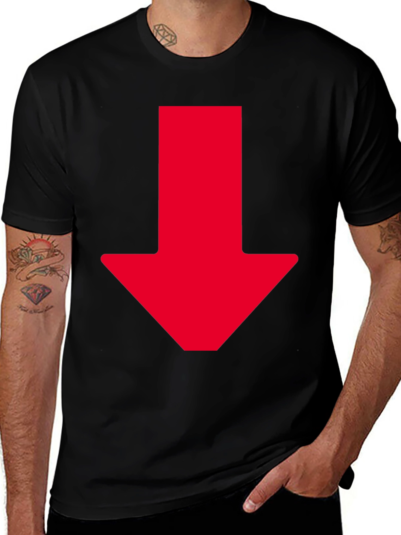 Red Arrow Graphic Tee - Down Direction Shirt