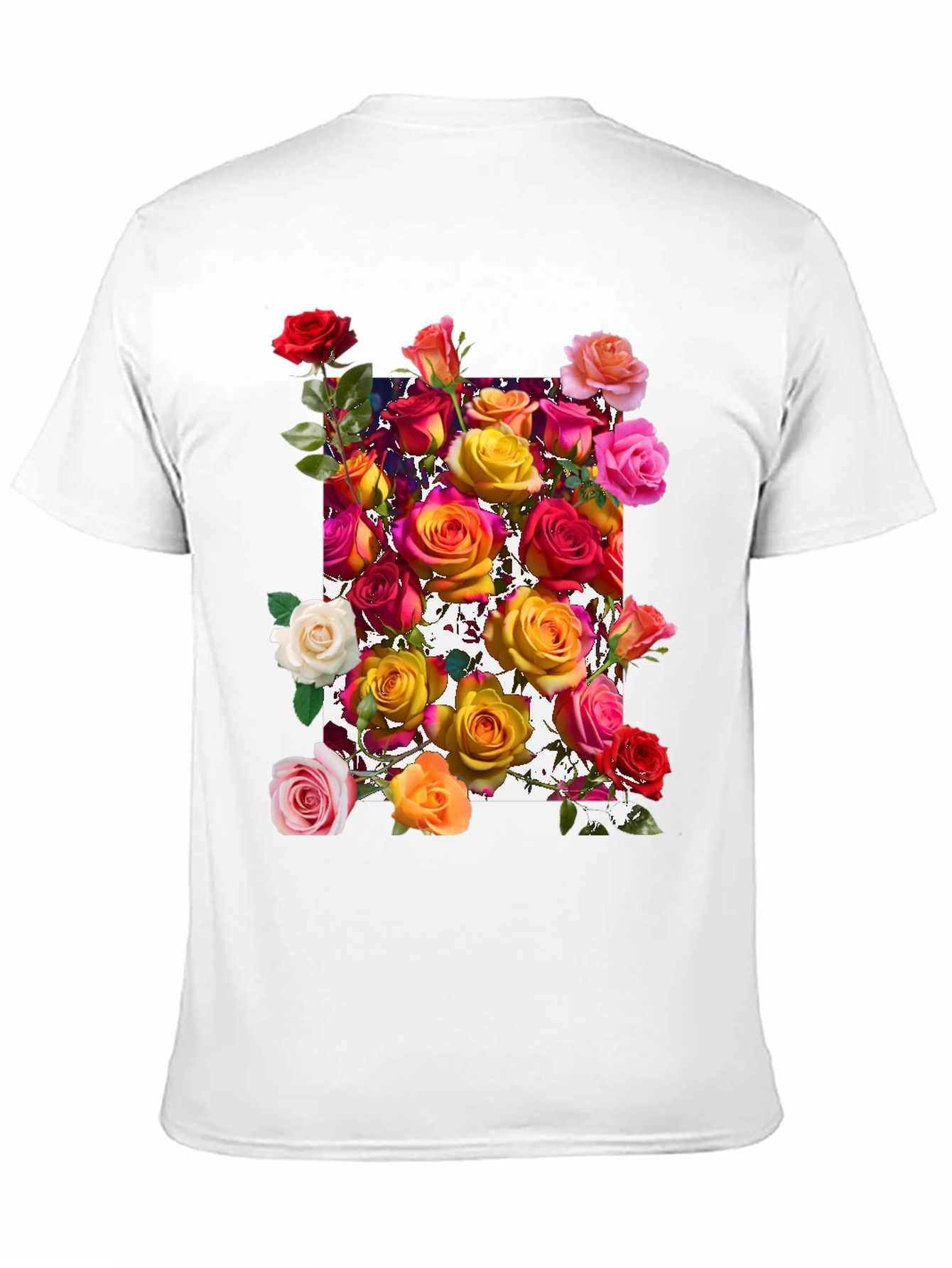 Floral Roses Graphic Tee - Black Cotton Blend
