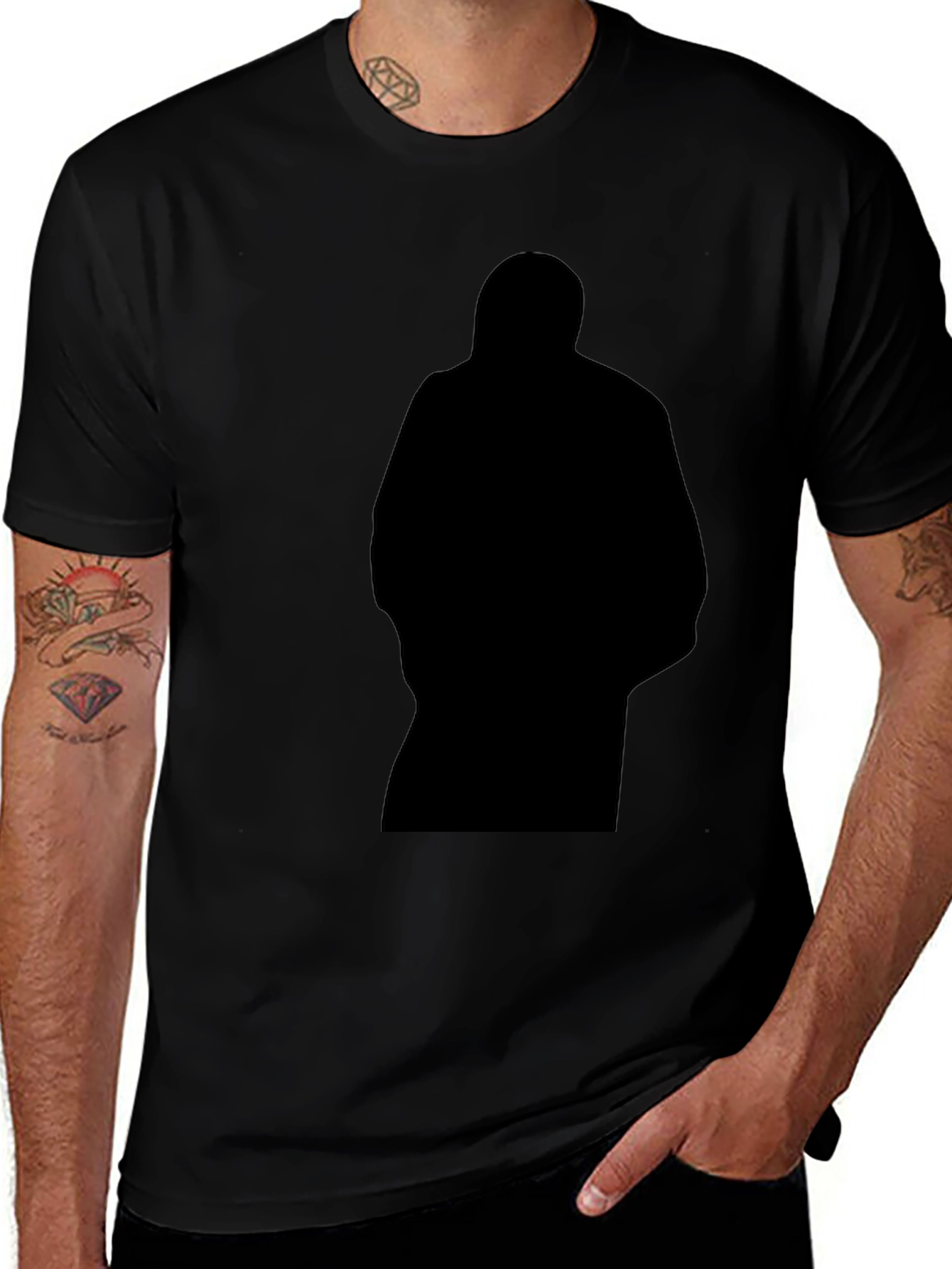 Mens Black Graphic T-Shirt - Silhouette Design