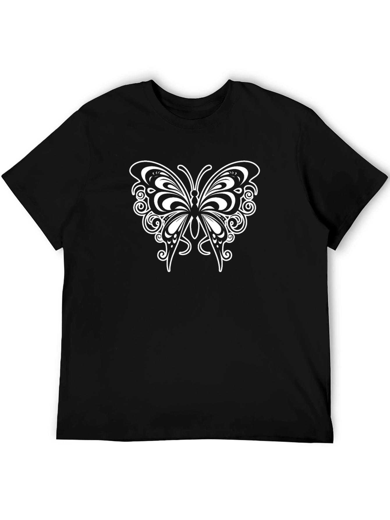 Black T-Shirt with Butterfly Graphic