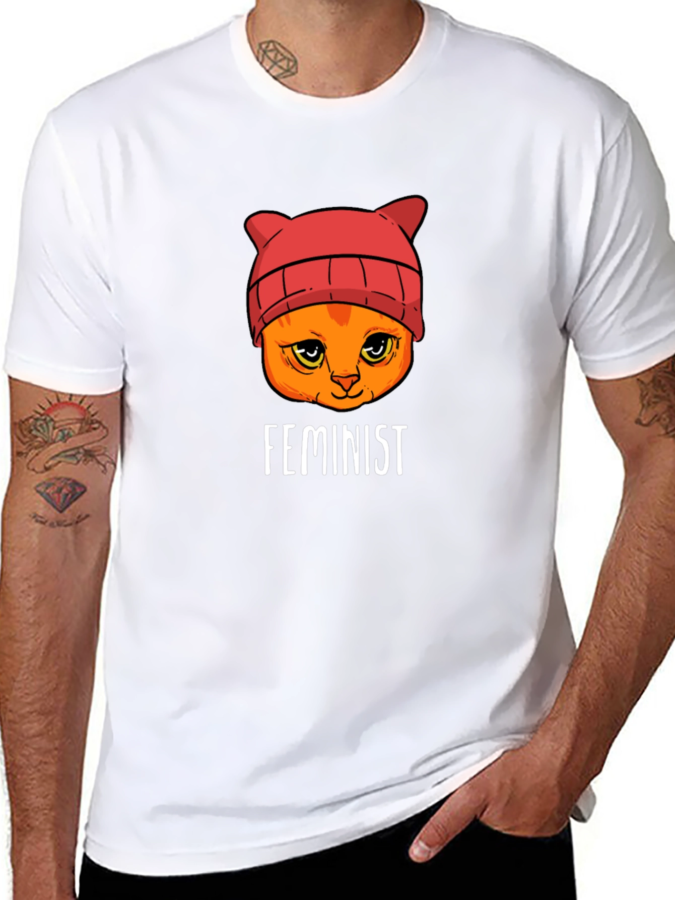 Feminist Cat T-Shirt -  Black Unisex Tee