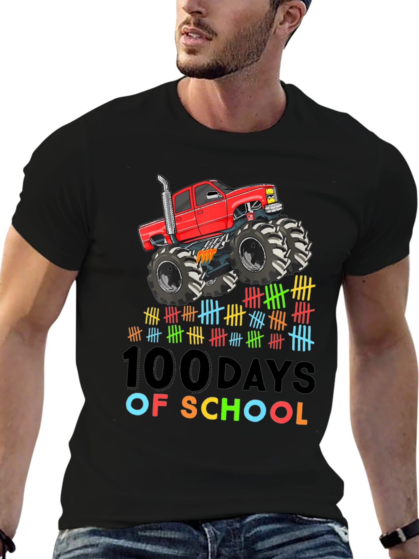 100 Days of School Monster Truck Kids T-Shirt