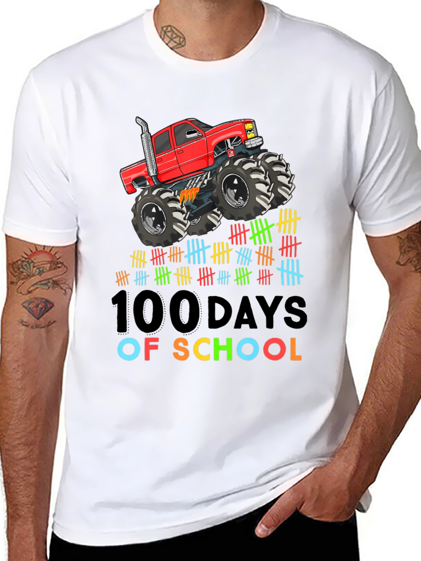 100 Days of School Monster Truck Kids T-Shirt