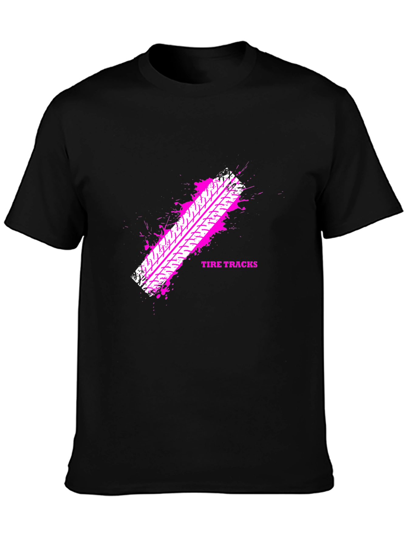 Tire Tracks Graphic T-Shirt - Black Cotton Tee