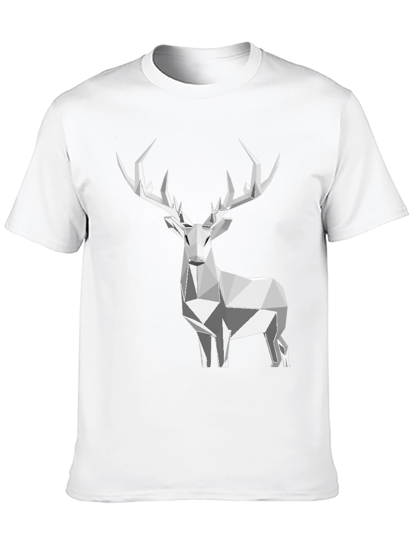 Geometric Deer Graphic Tee - Black