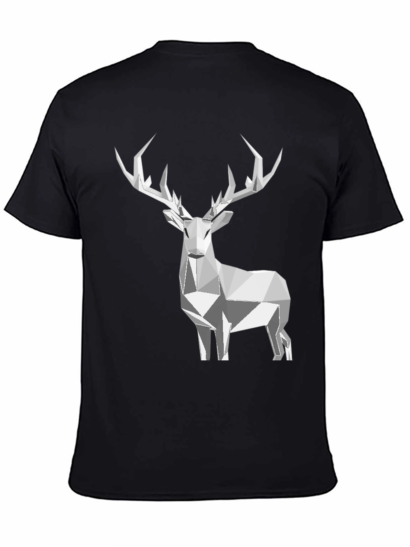 Geometric Deer Graphic Tee - Black
