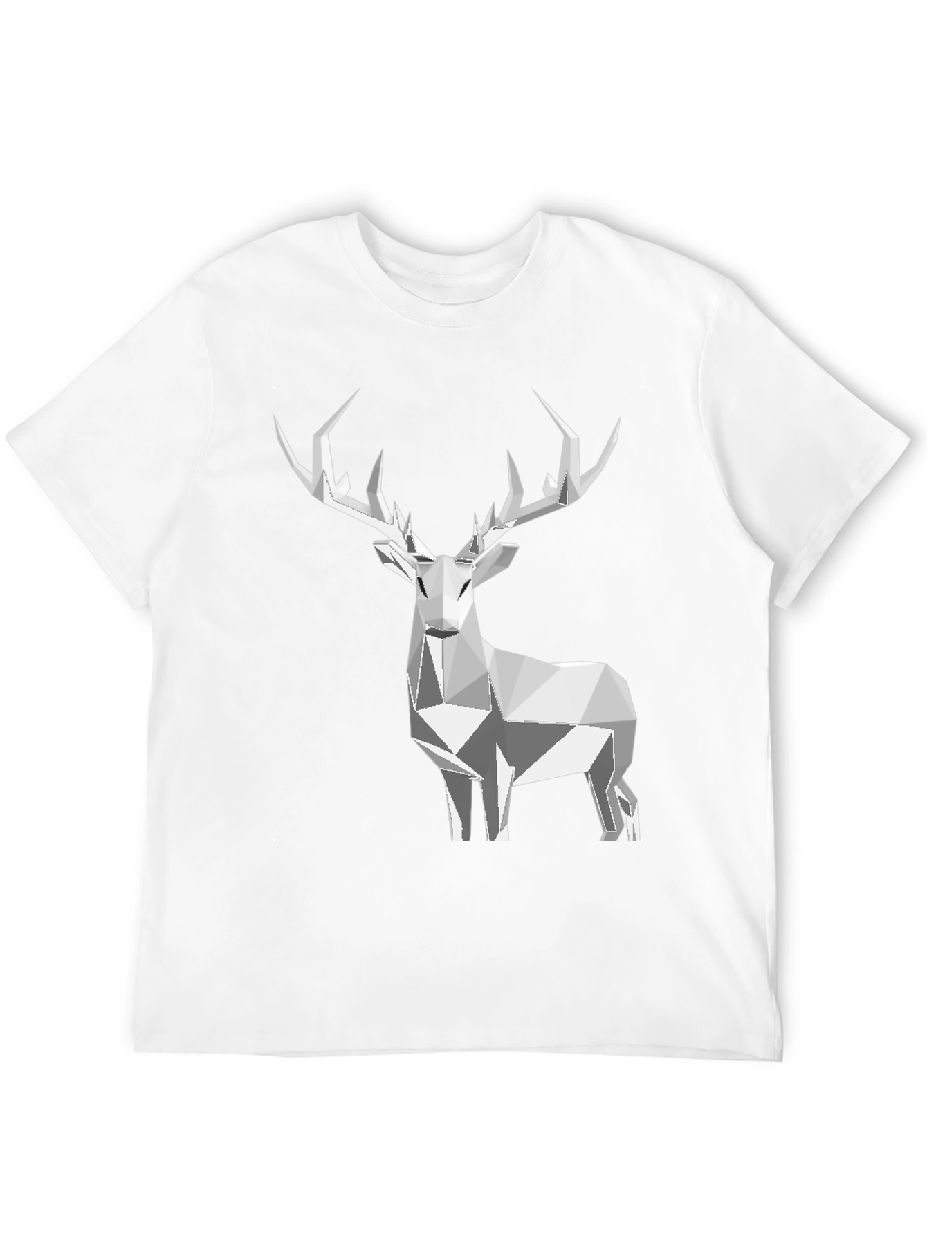 Geometric Deer Graphic Tee - Black