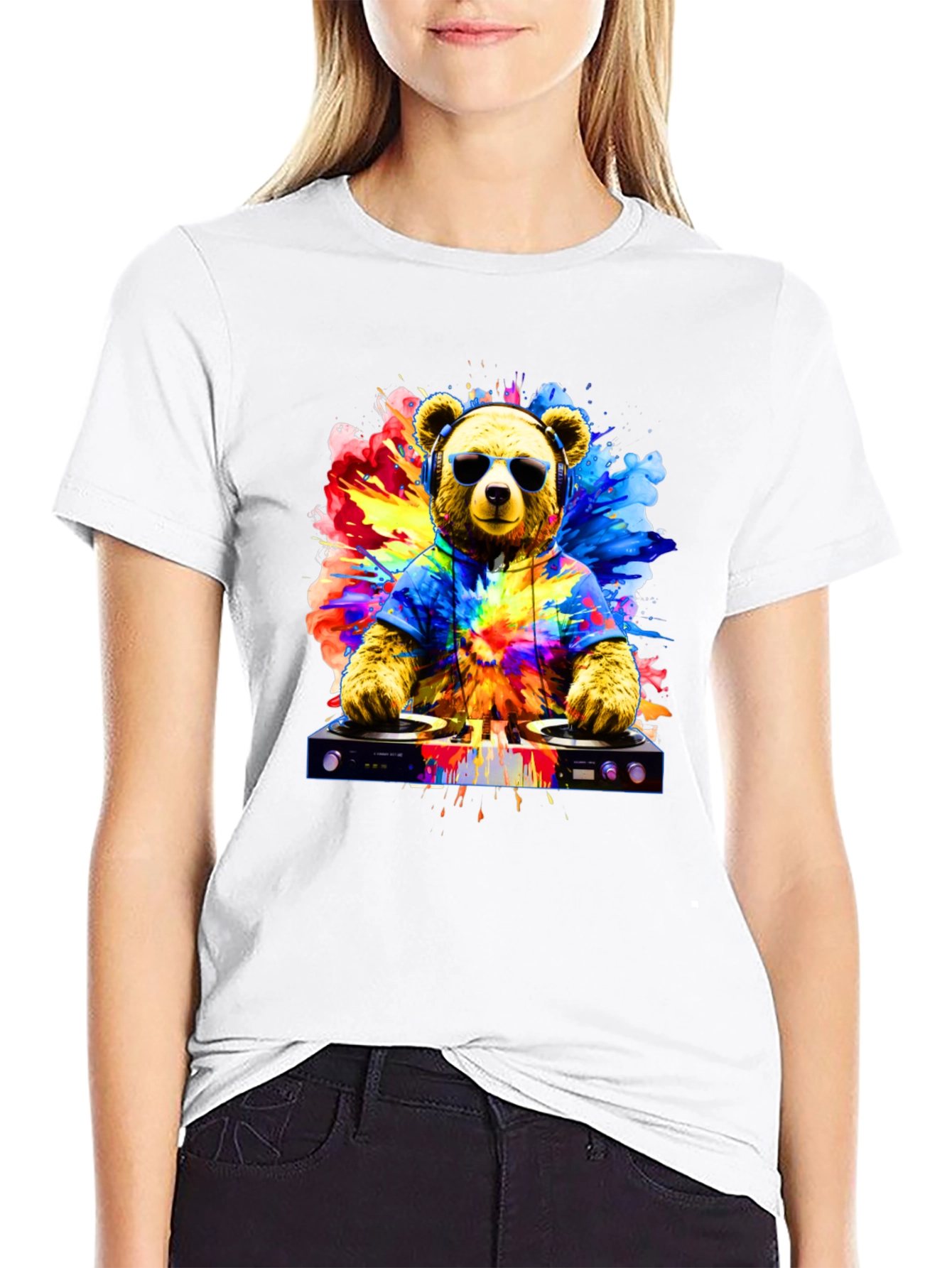 DJ Bear Graphic Tee - Cool Party Animal T-Shirt