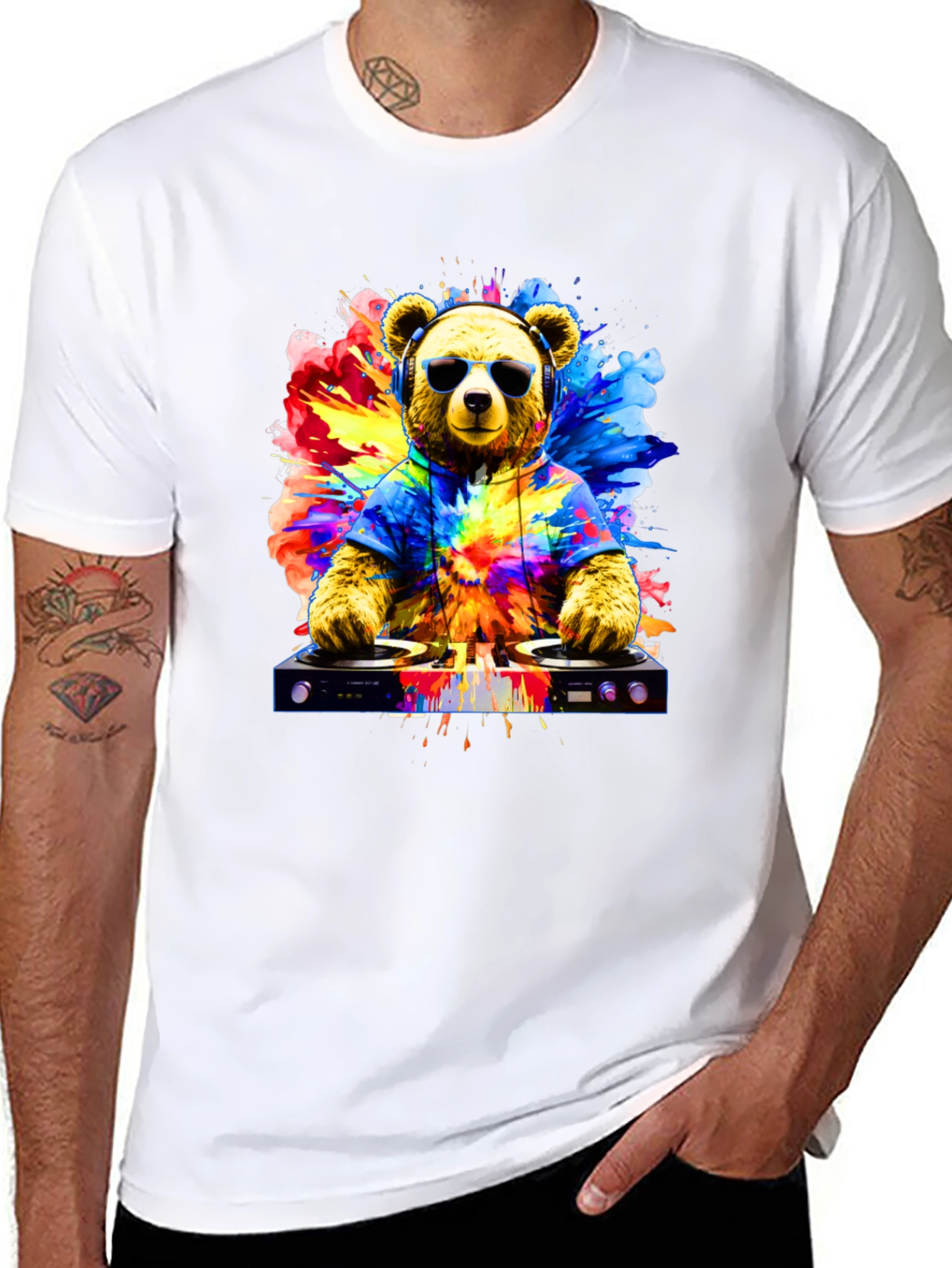 DJ Bear Graphic Tee - Cool Party Animal T-Shirt