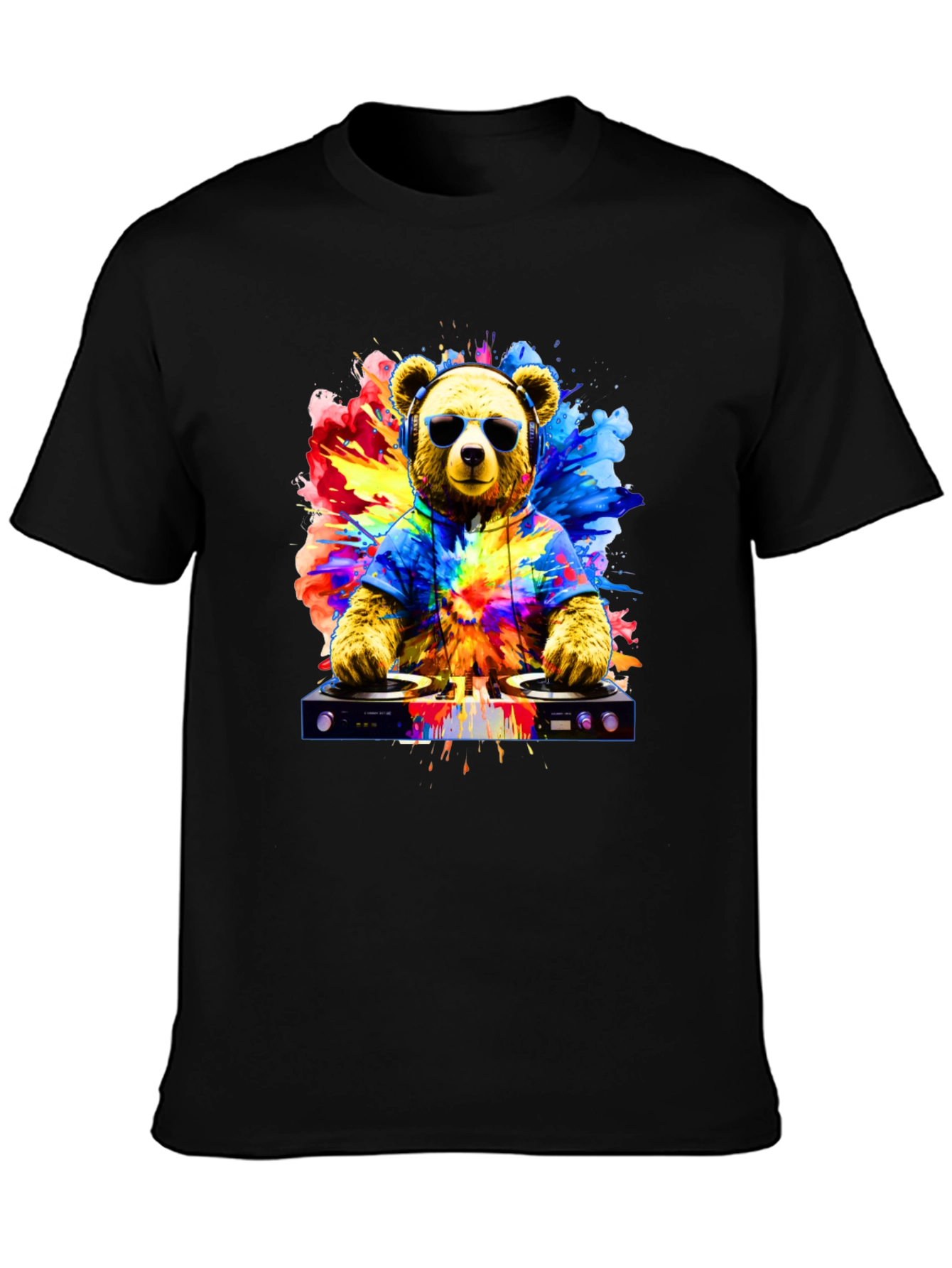 DJ Bear Graphic Tee - Cool Party Animal T-Shirt