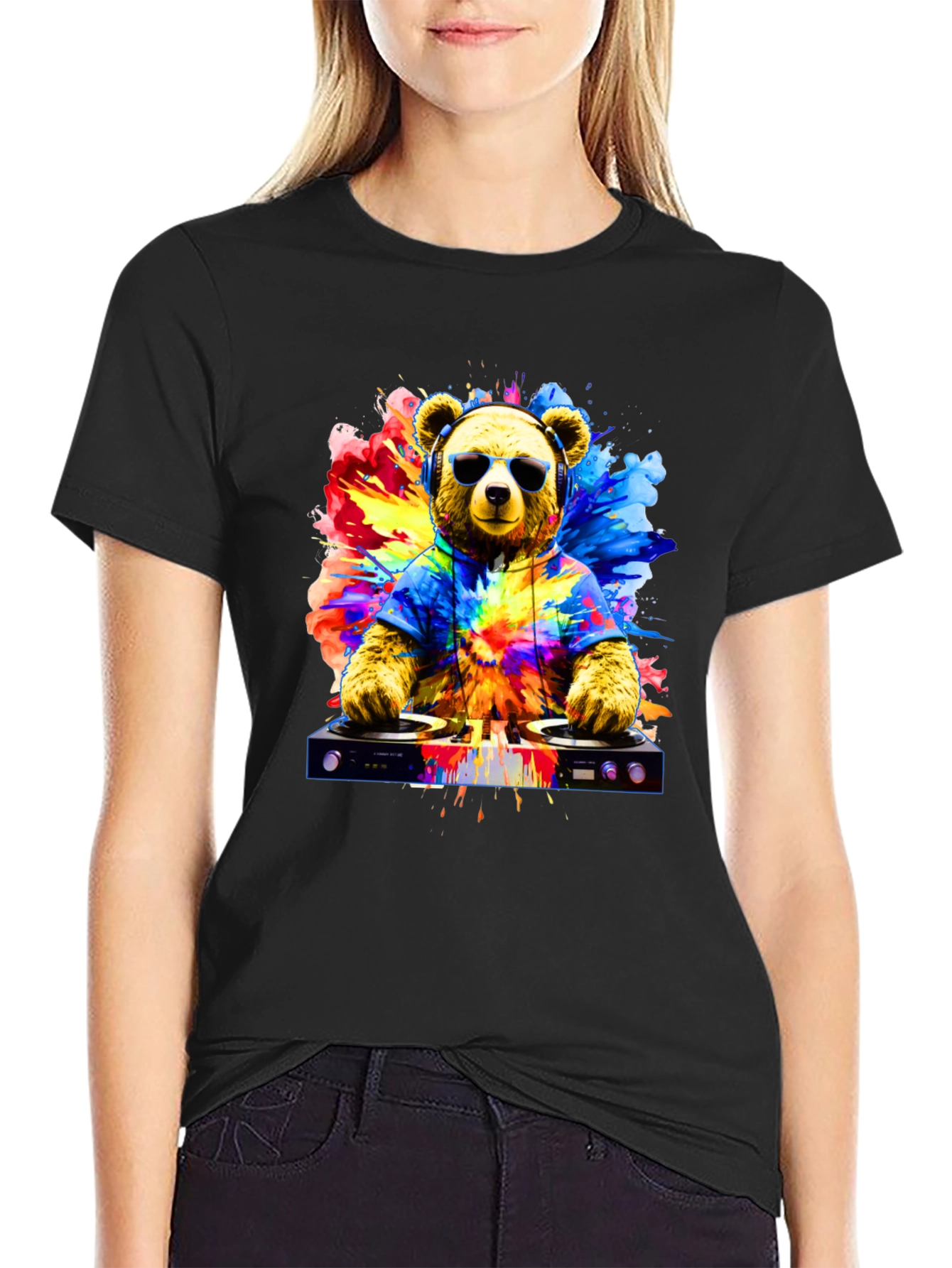 DJ Bear Graphic Tee - Cool Party Animal T-Shirt