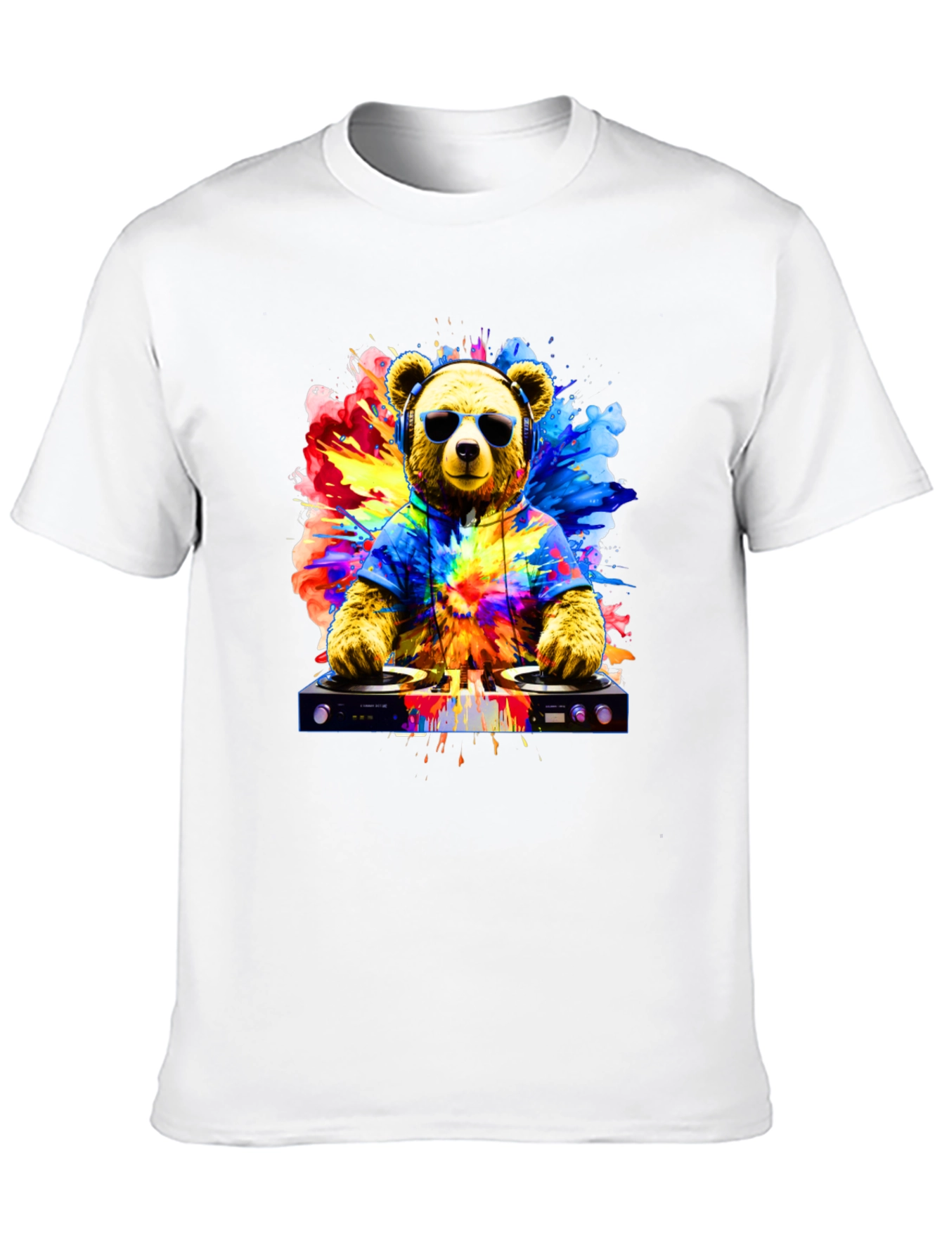 DJ Bear Graphic Tee - Cool Party Animal T-Shirt