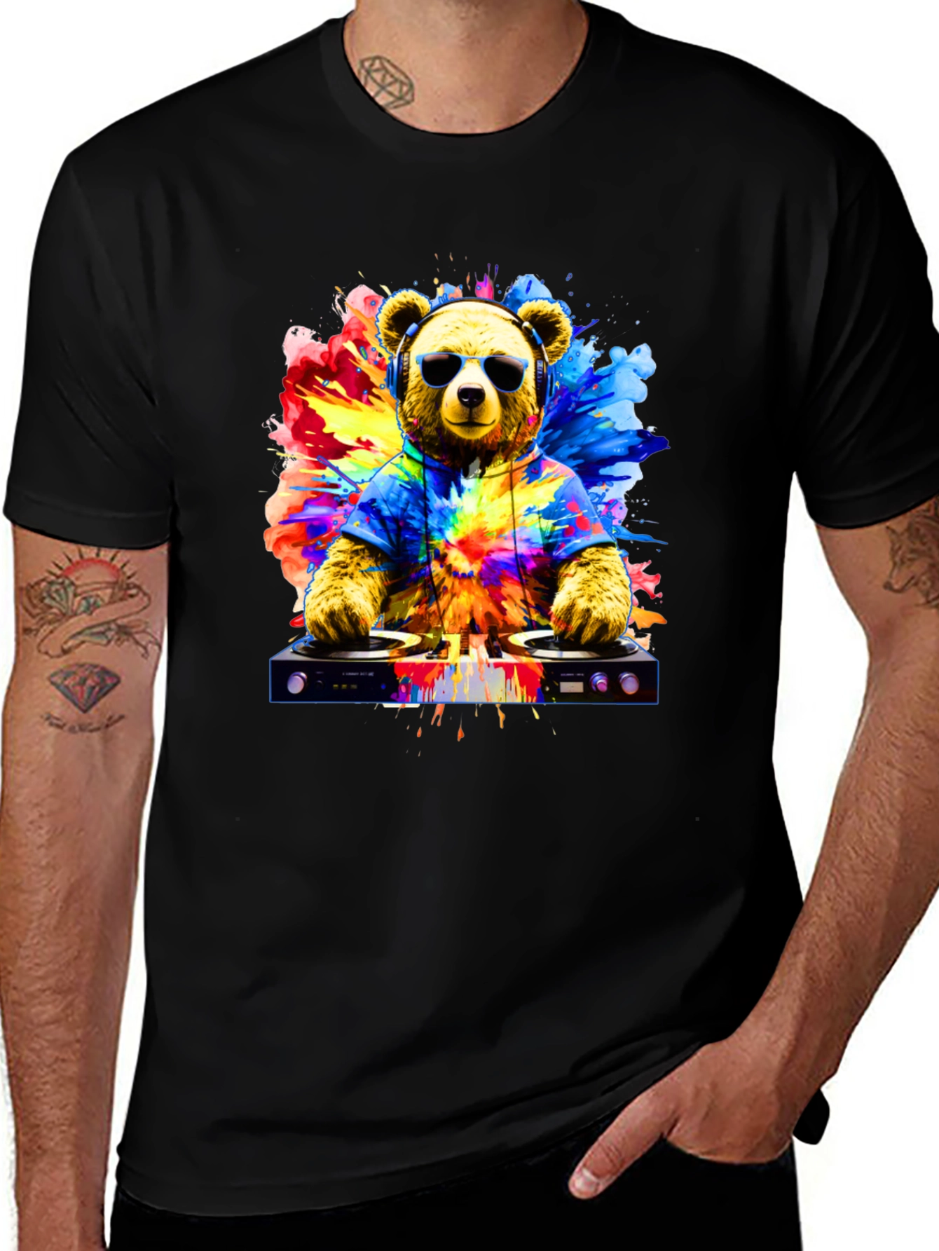 DJ Bear Graphic Tee - Cool Party Animal T-Shirt